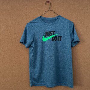 The Nike Tee "Just do it" Blue Youth Large Dri-Fit